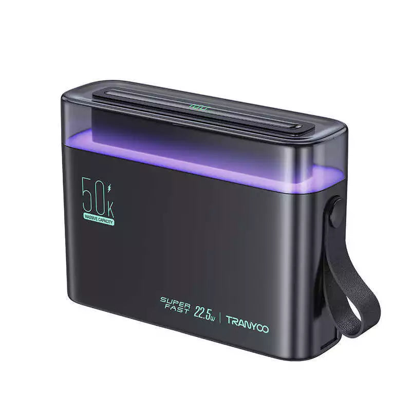 Tranyoo L5 50000mAh 22.5W Powerbank Original Bidirectional Fast Charging With Colorful LED lights