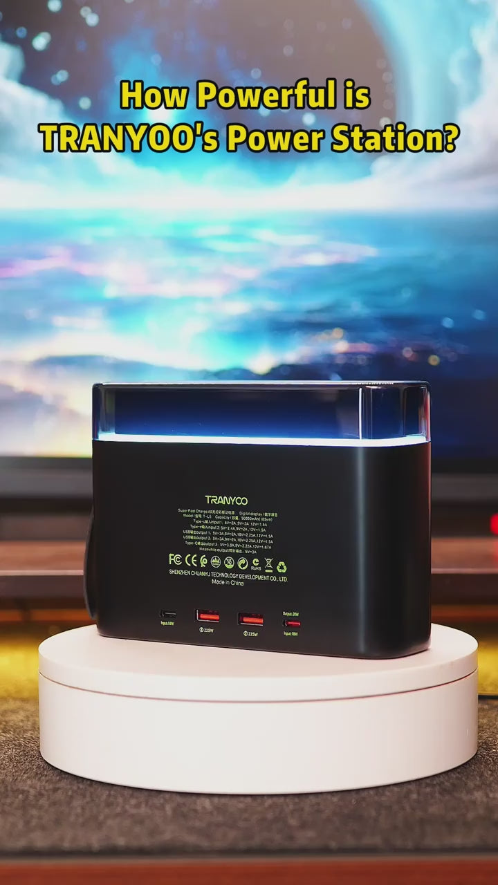 Tranyoo L5 50000mAh 22.5W Powerbank Original Bidirectional Fast Charging With Colorful LED lights